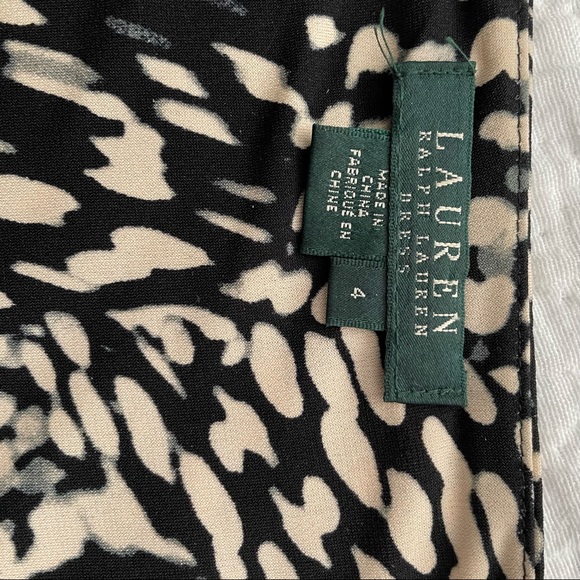 Lauren Ralph Lauren Dress Abstract Print Size 4 Black Off White Grey Str… - Picture 4 of 9
